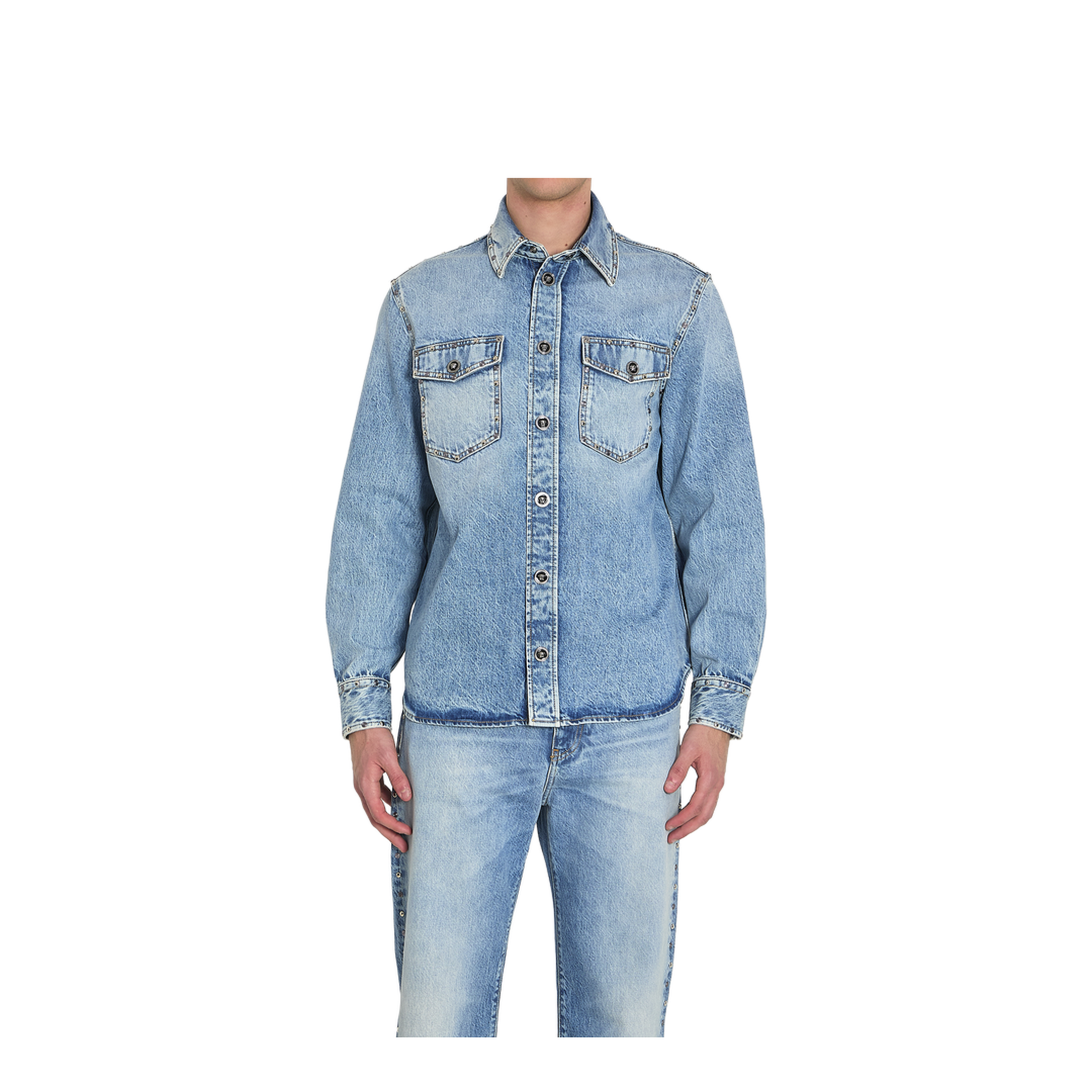 Shirt Denim Stop Denim and Studs Stone Wash Light Blue - Image 1