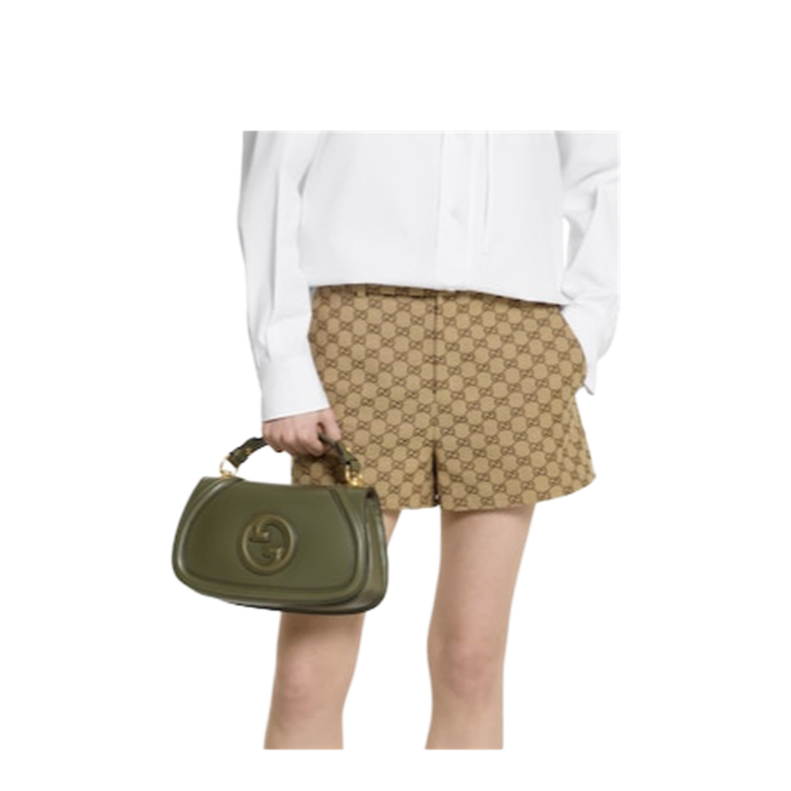 Blondie Medium Top Handle Bag in Forest Green Leather - Image 5