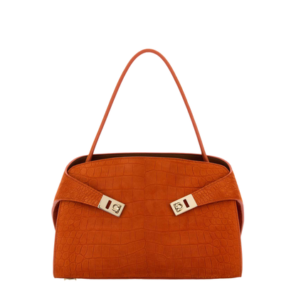 Hug Soft Medium Suede Shoulder Bag - Orange - Image 1