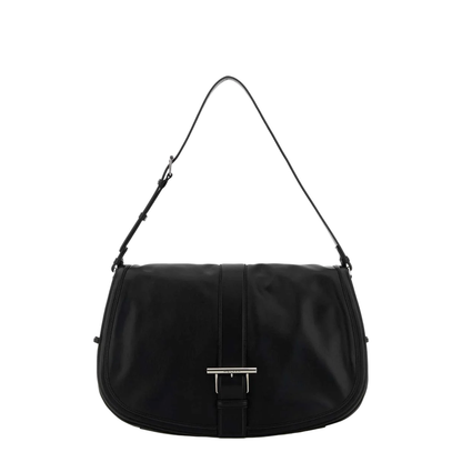 Black Leather Maxi Satchel Shoulder Bag - Image 1