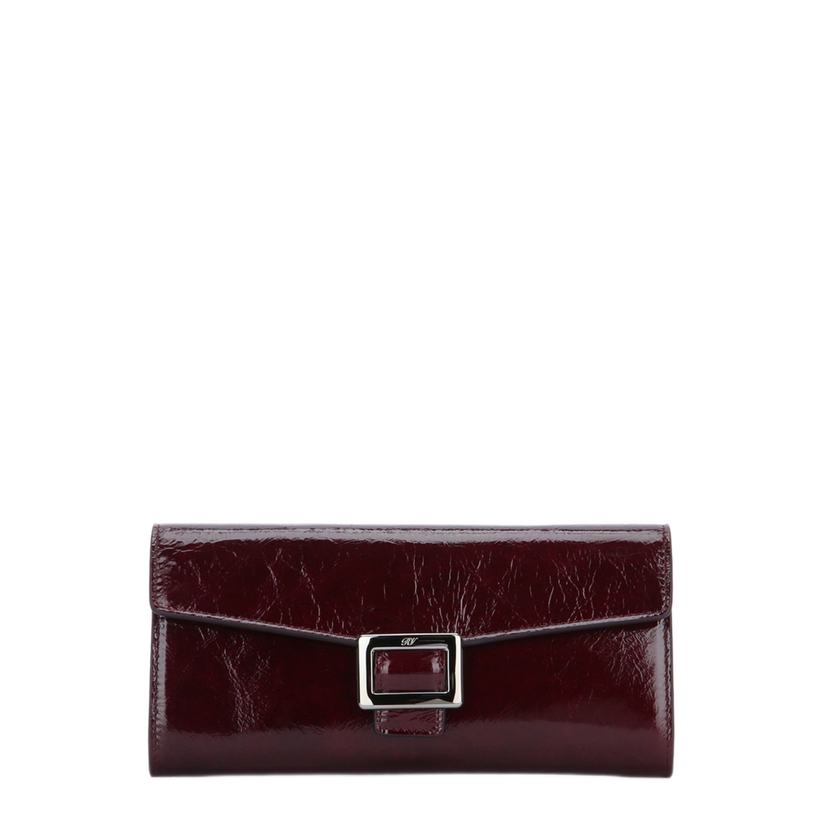 Belle Vivier Patent Leather Wallet on Chain - Burgundy - Image 1