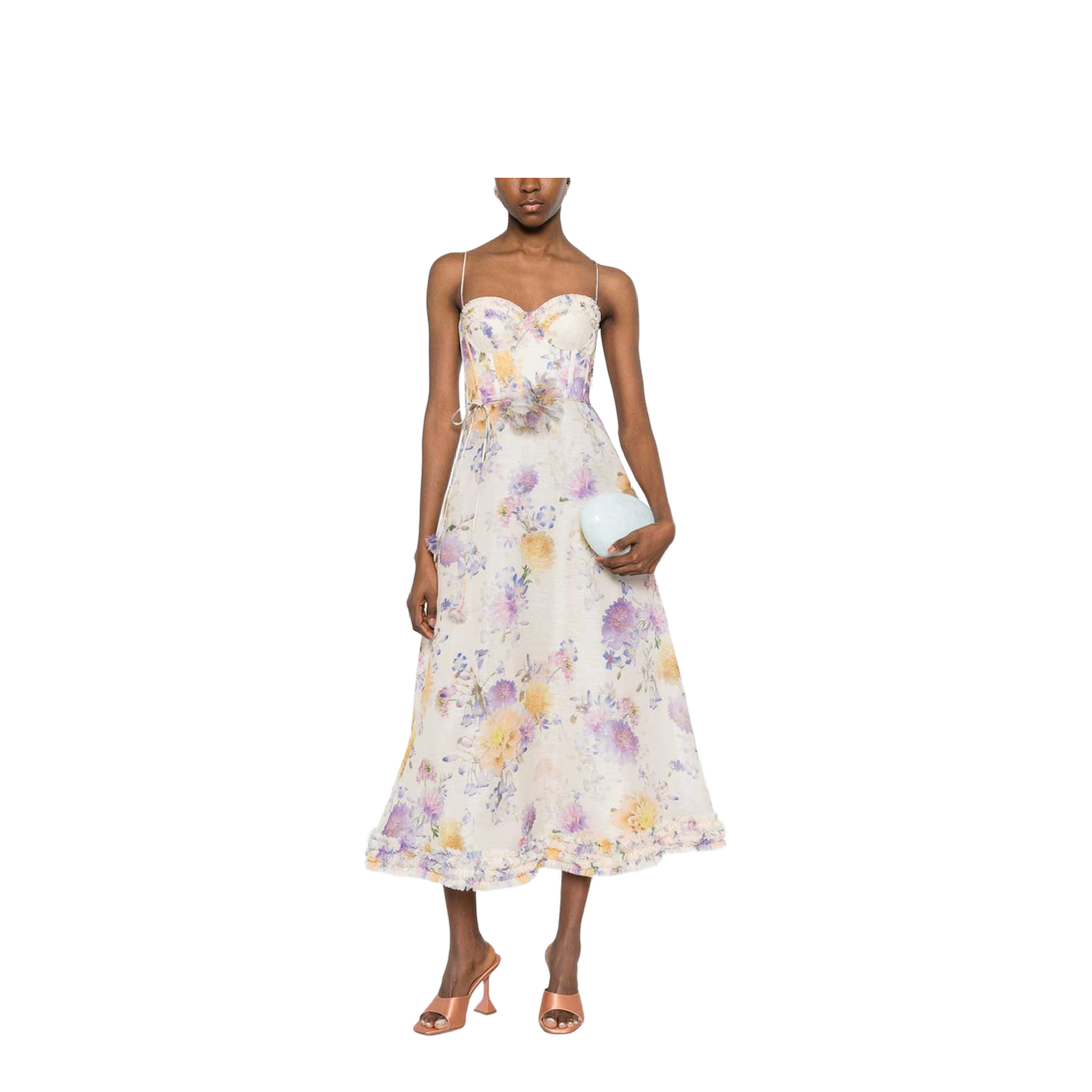 Midi Dress With Flower Print - Image 3