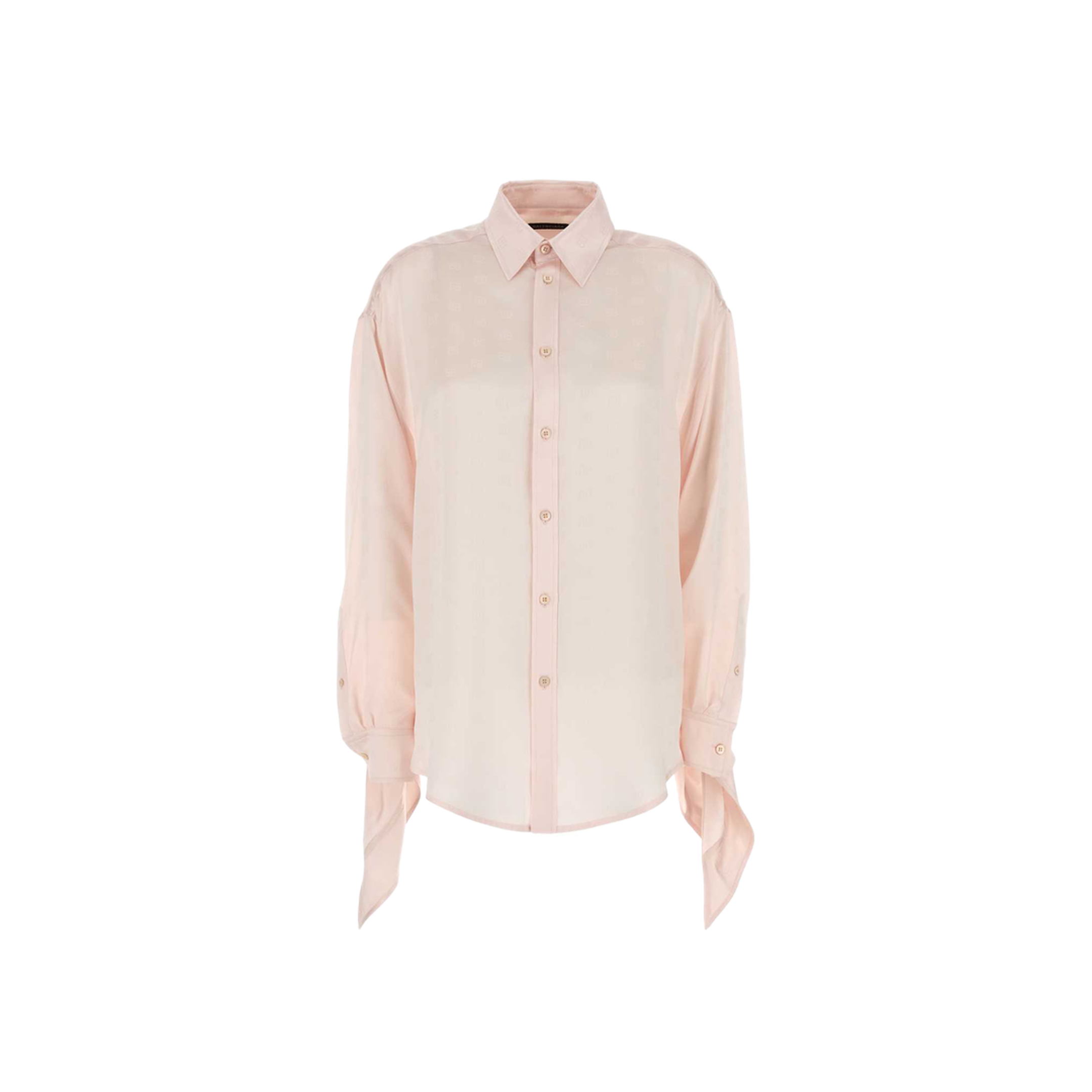 Silk Shirt With Knotted Cuffs In Pink - Image 1