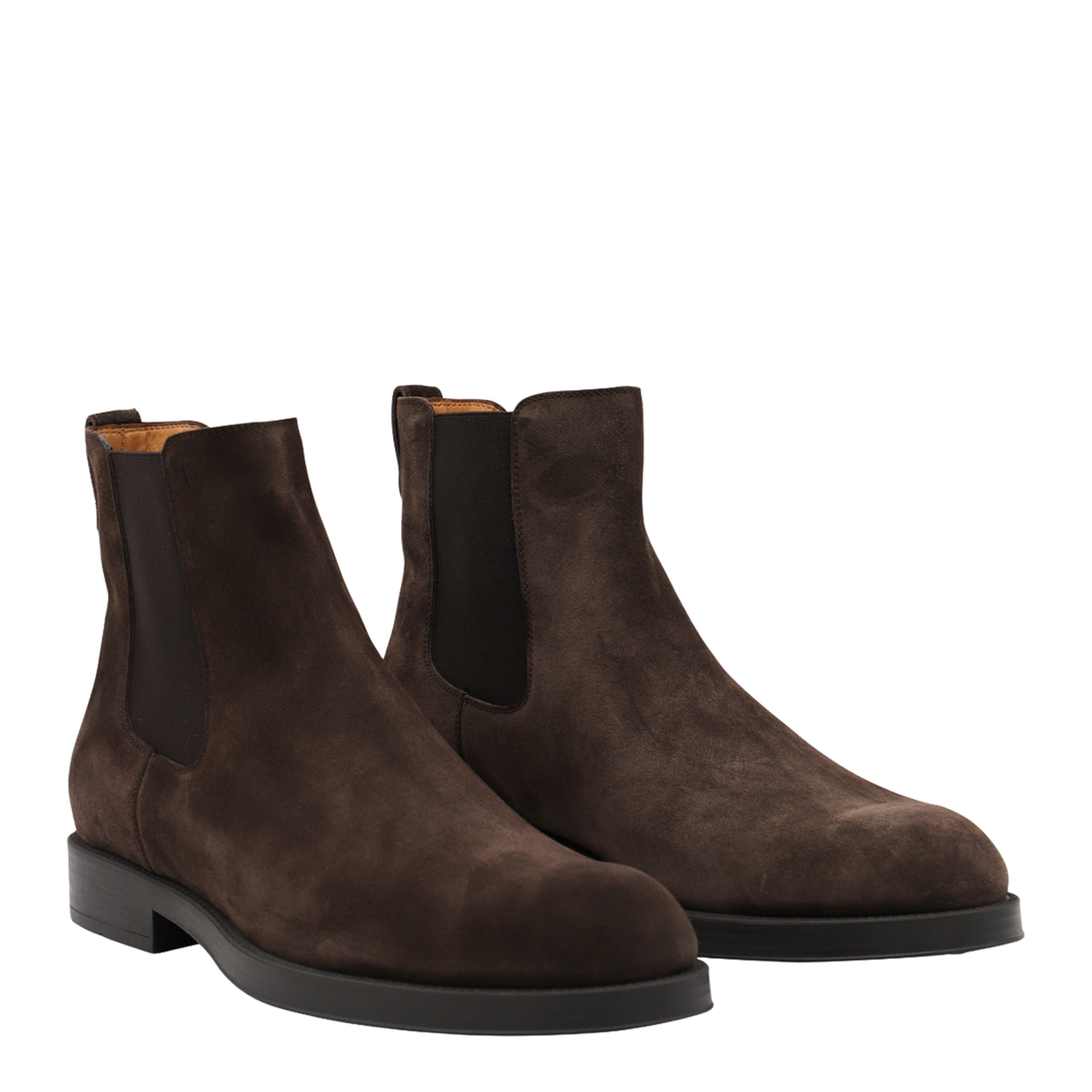 Coffee Brown Elasticated Side Panels Low Stacked Heel Round Toe - Image 4