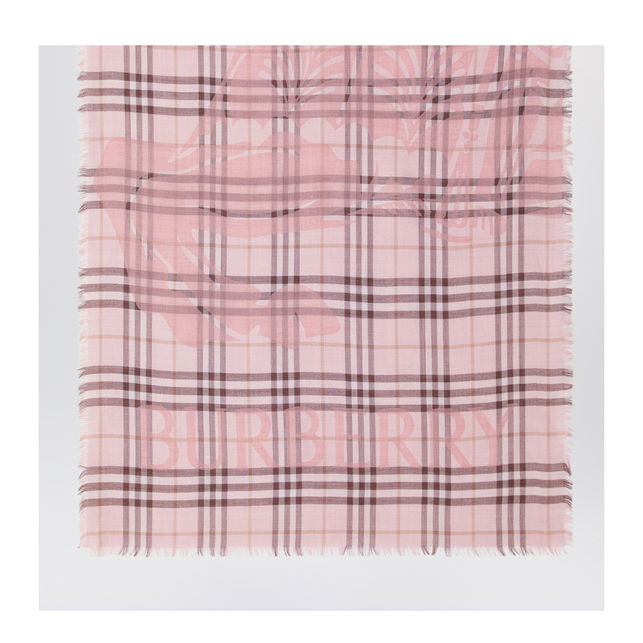 Large Pink Check Scarf - Image 2