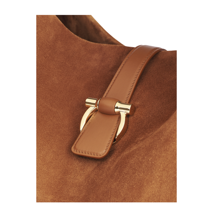 Medium Leather Shoulder Bag Suede Finish - Image 3