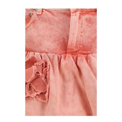 Mini Bubble Skirt in Denim with Appliqué Roses - Image 3