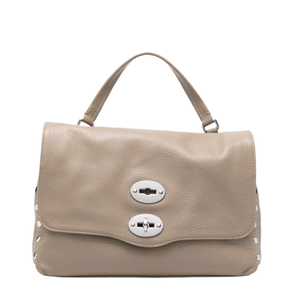 Postina Small Hammered Calfskin Top-Handle Bag - Grey Creta - Image 1