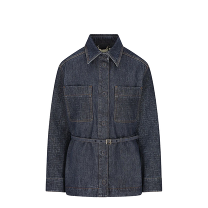 Go-To Denim Shirt Jacket with Quilted Motif - Image 1