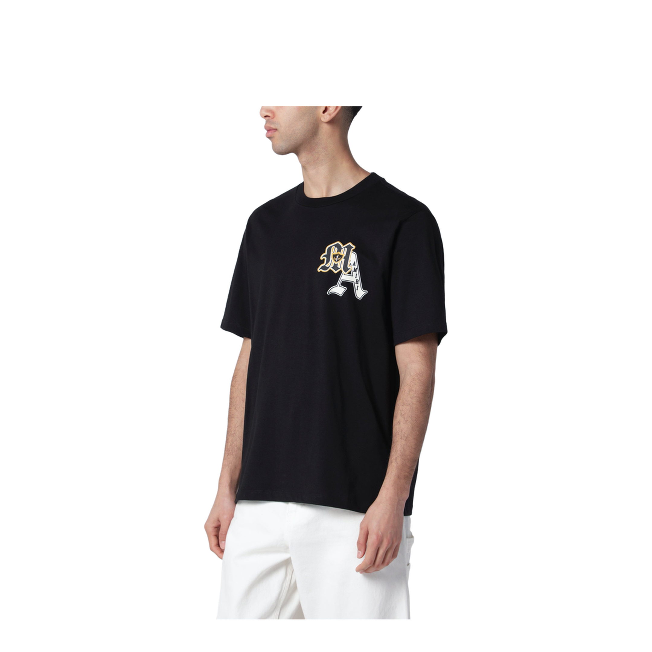 Black Varsity Patch Cotton T-Shirt - Image 1