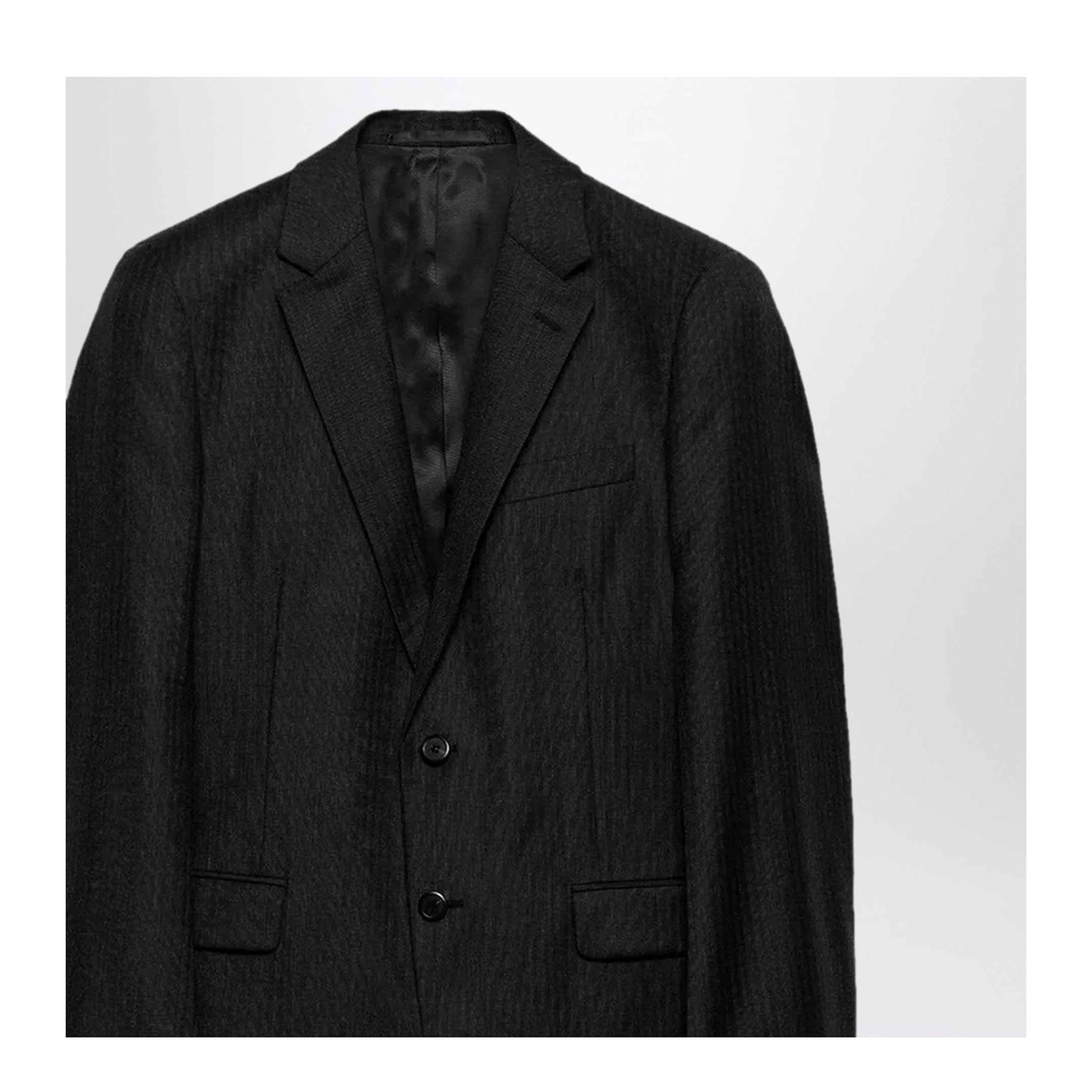 Single-breasted dress in anthracite gray wool and cashmere - Image 2