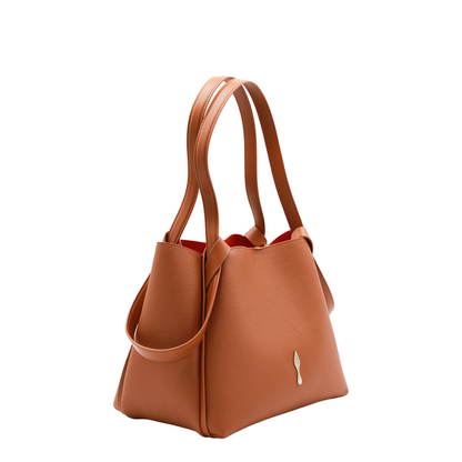 Bettina Small Grained Calf Leather Tote - Cuoio - Image 3