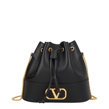 Mini Drawstring Vlogo Signature Nappa Antique Brass Logo - Image 1