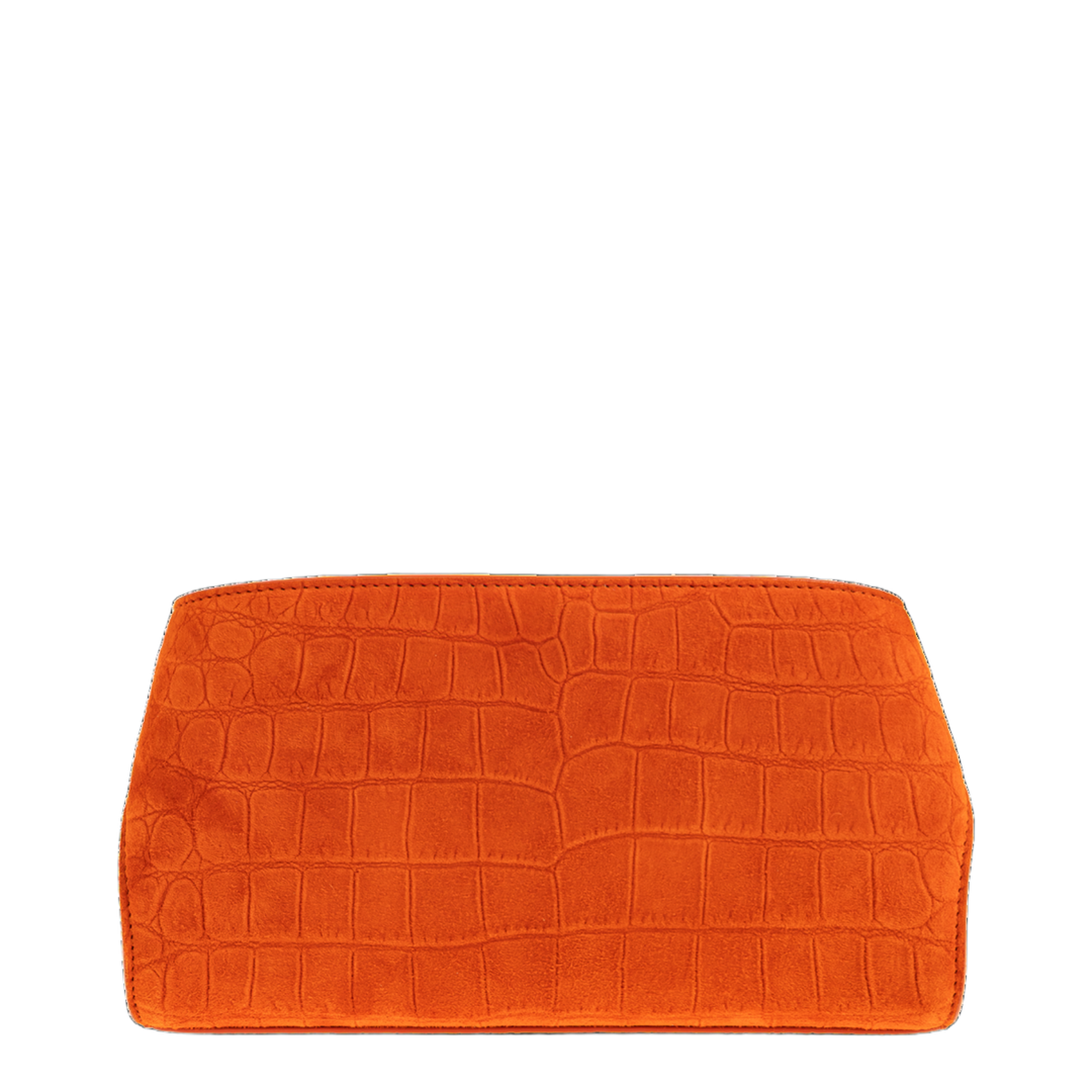 Hug Mini Croc-Embossed Calf Suede Crossbody Bag - Light Siena - Image 3