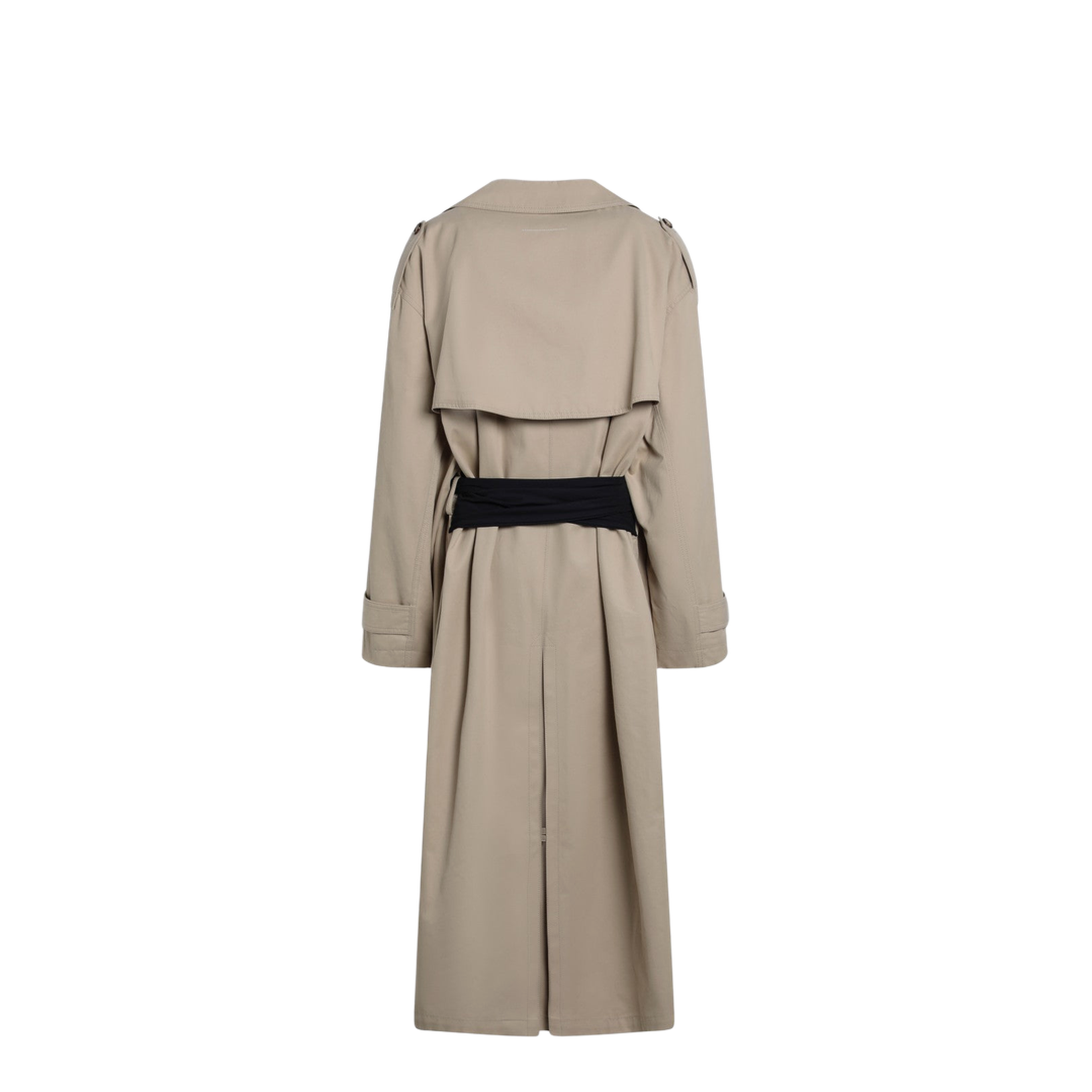 Beige Cotton Trench Coat with Gloves - Image 2