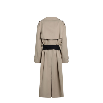 Beige Cotton Trench Coat with Gloves - Image 2
