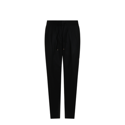 Leisure fit trousers in virgin wool flannel with drawstring and double darts - Image 8