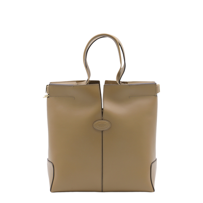Di Bag Folio Small Leather Tote - Beige - Image 1