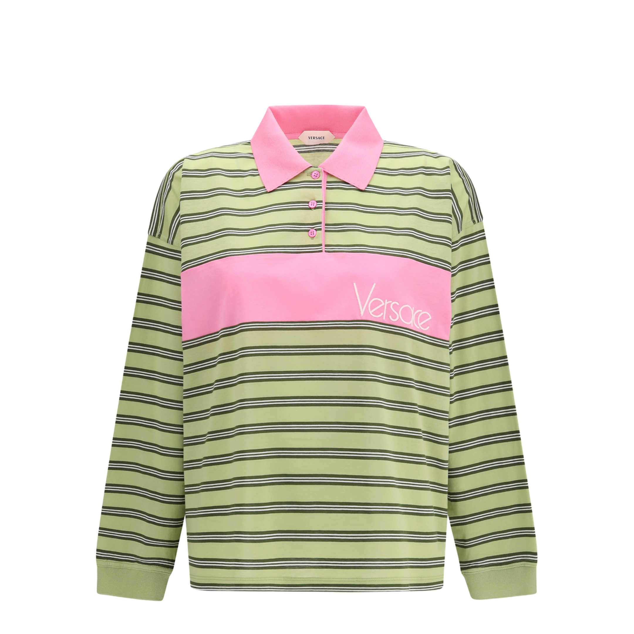 Striped Intarsia Cotton Polo with Embroidered Logo - Image 1