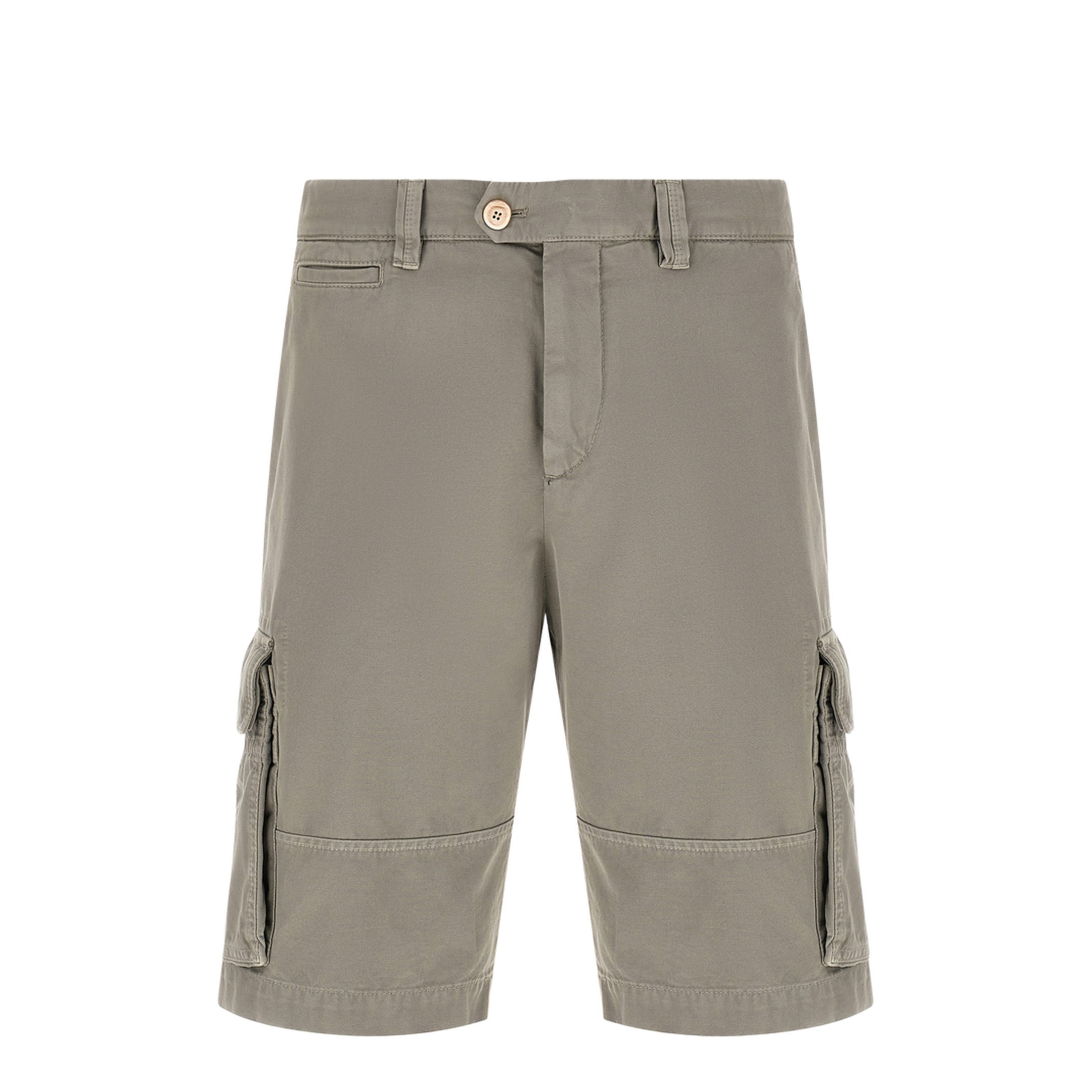 Cotton Cargo Shorts - Khaki Green - Image 1