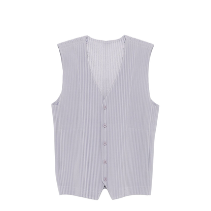 Grey Front Button Fastening V-Neck Sleeveless - Image 1