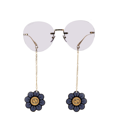Floral-pendant round-frame sunglasses - Image 2