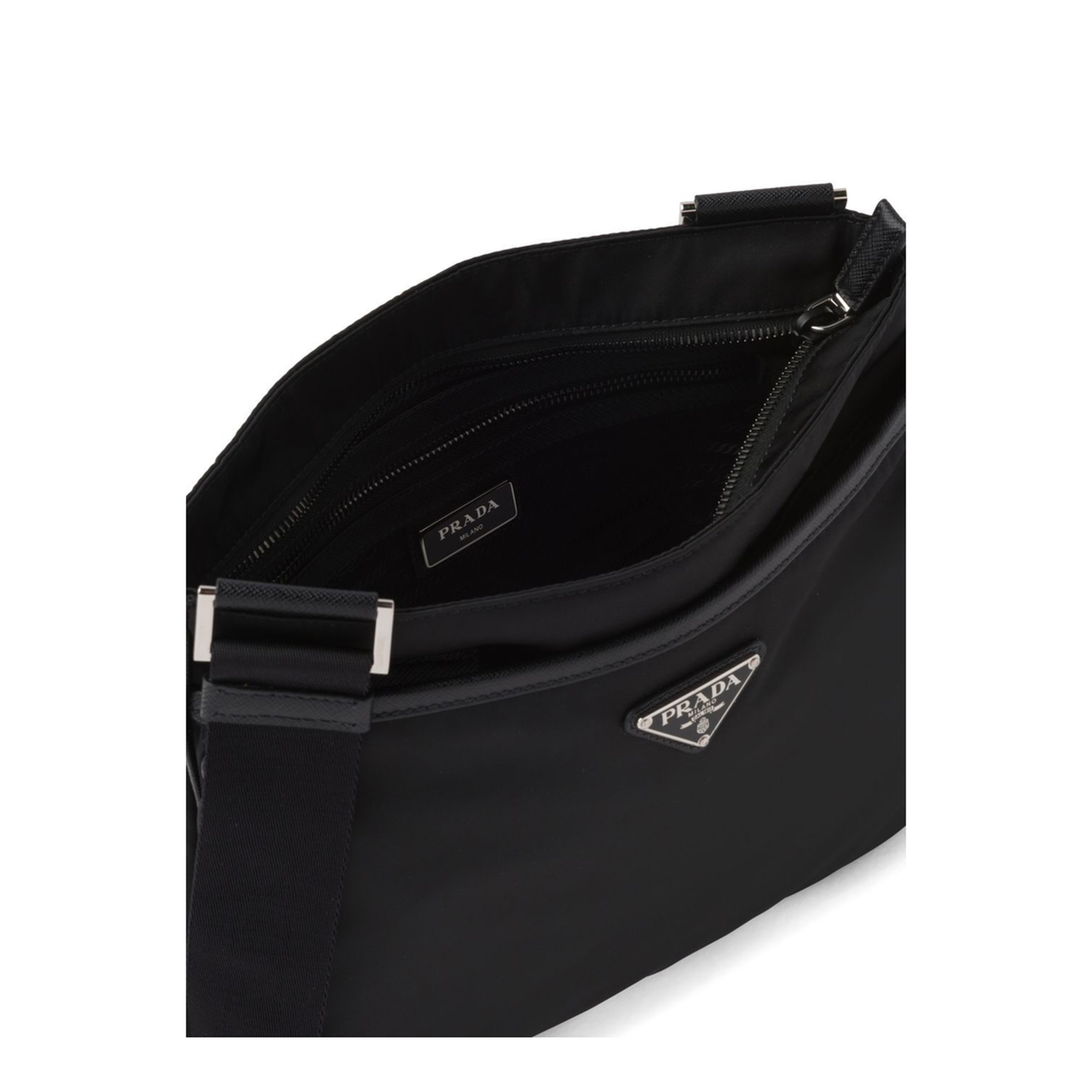 Re-Nylon Saffiano Shoulder Bag - Black - Image 3