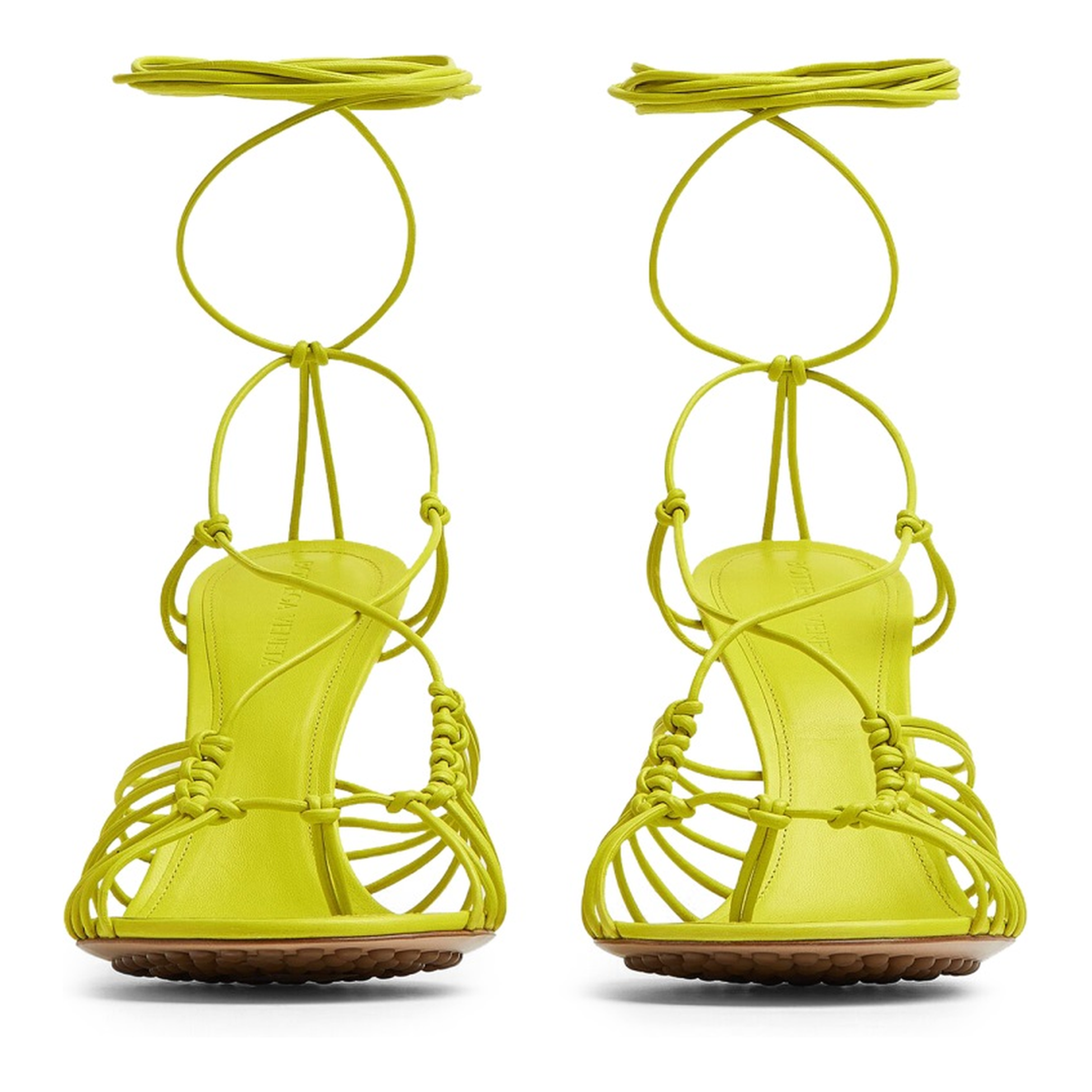 Acid Green Nappa Leather Dot Sandals - Image 2