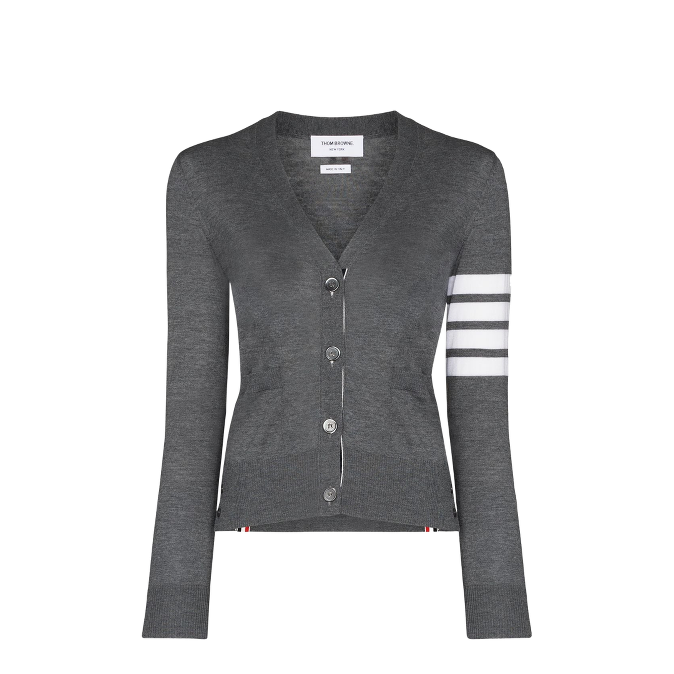 Wool 4 Bar V Neck Cardigan - Image 1