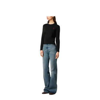 Black Wool Crewneck Sweater - Image 3