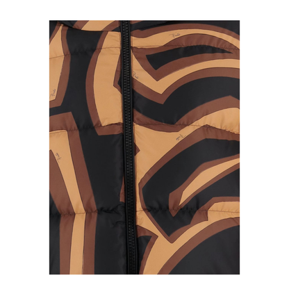 Printed Nylon Down Jacket In Brown - Image 3