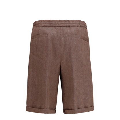 Linen and Virgin Wool Chevron Bermuda Shorts - Image 2