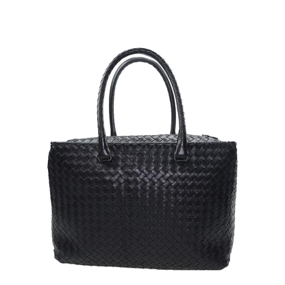 Intrecciato Small Leather Tote Bags - Black - Image 1