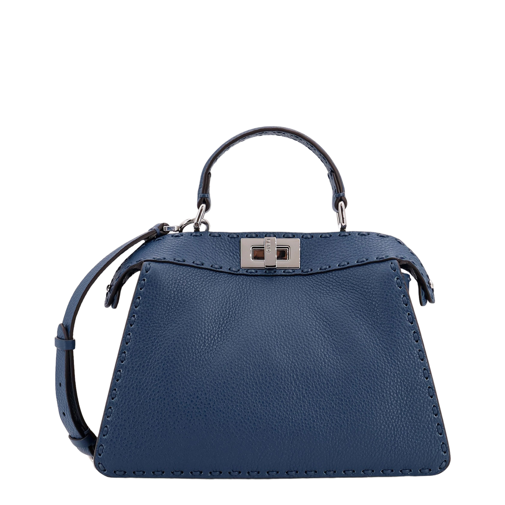 Peekaboo ISeeU Small Leather Top Handle Bags - Navy Blue - Image 1