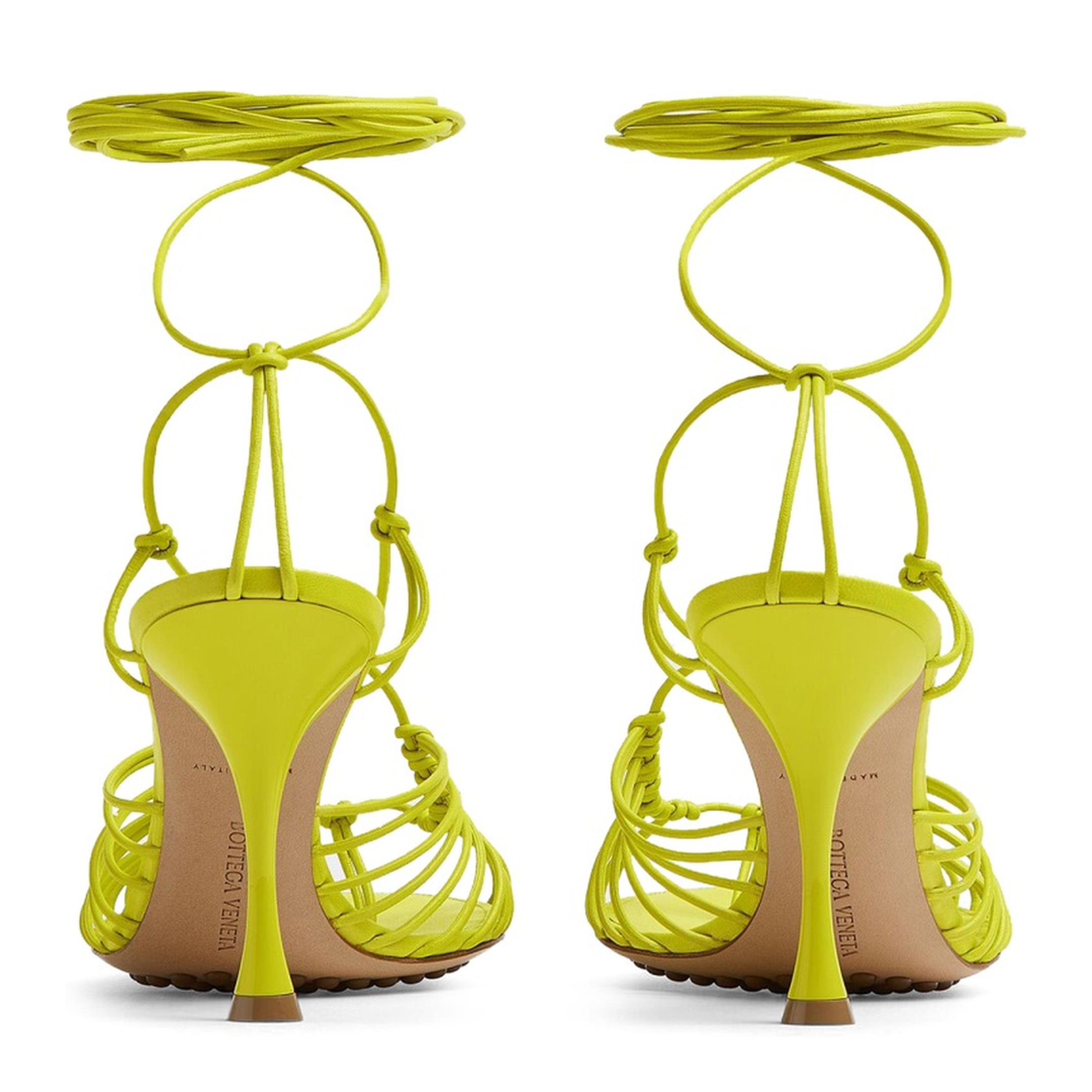 Acid Green Nappa Leather Dot Sandals - Image 3