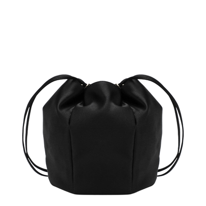 Mini Black Satin Bucket Bag - Image 2