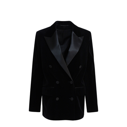 Velvet And Satin Double-Breasted Blazer - Image 1