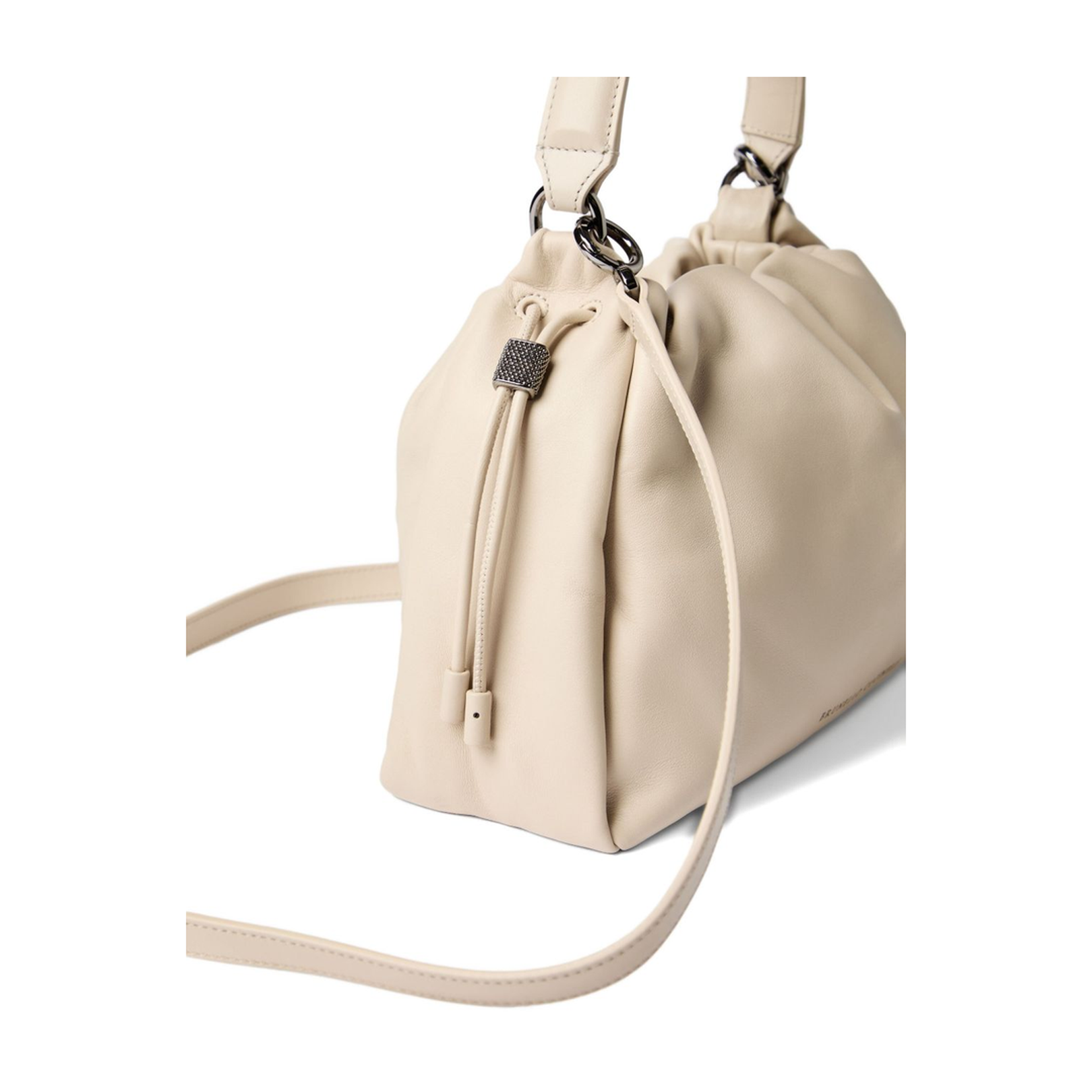 Small Soft Leather Mellow Bucket Bag in Ivory - Image 3