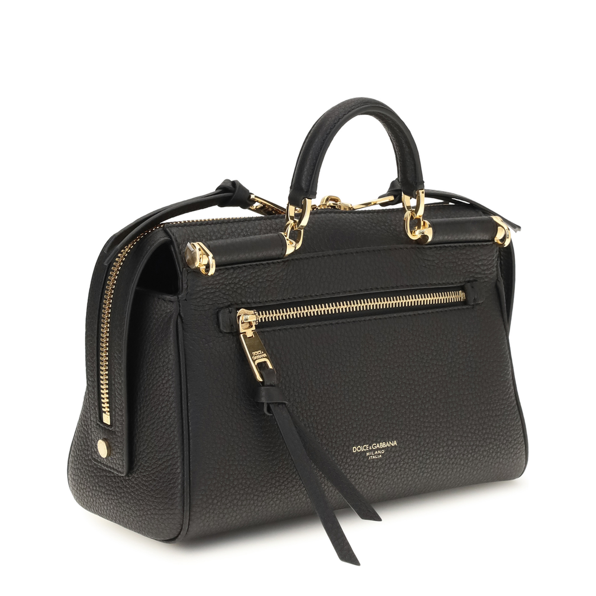 Medium Calfskin Top Handle Bag - Black - Image 3