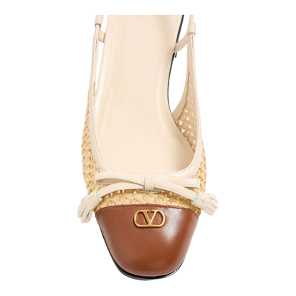 Leather and Raffia Slingback Ballerinas - Image 2