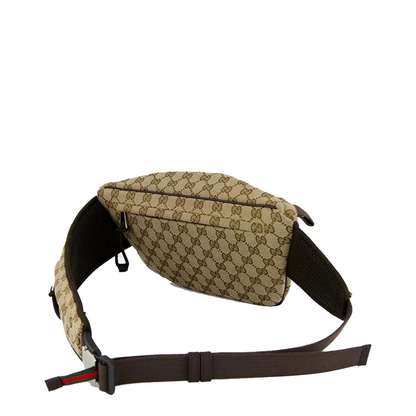 GG Canvas Large Canvas Belt Bag - Beige and Dark Brown - Image 4