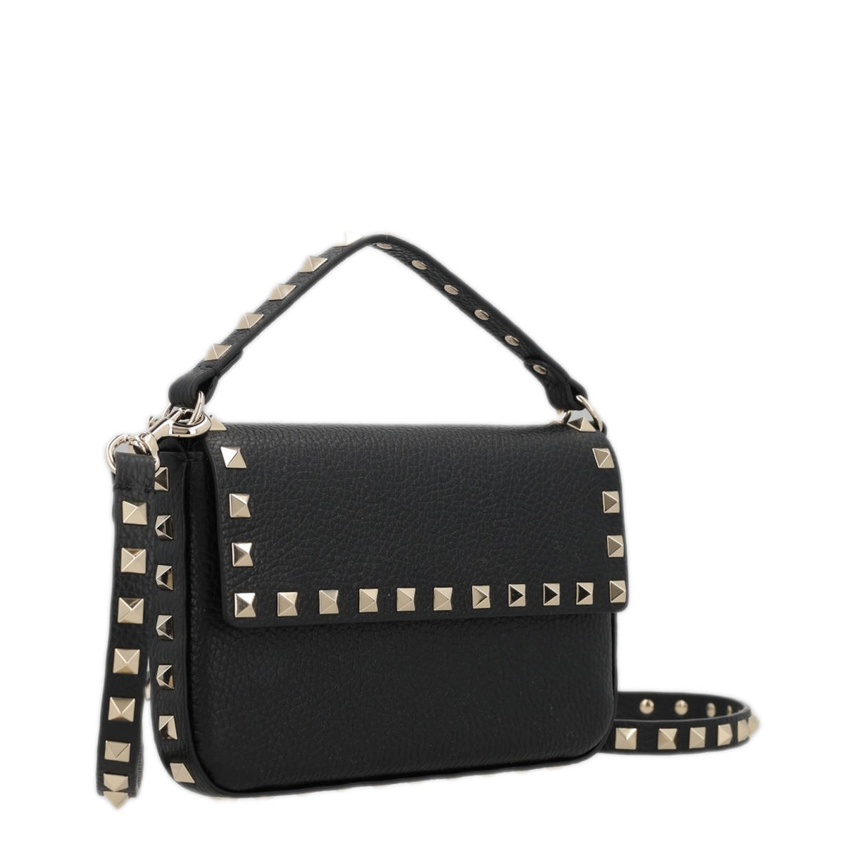 Rockstud Pouch In Grained Calfskin Leather, Black - Image 2