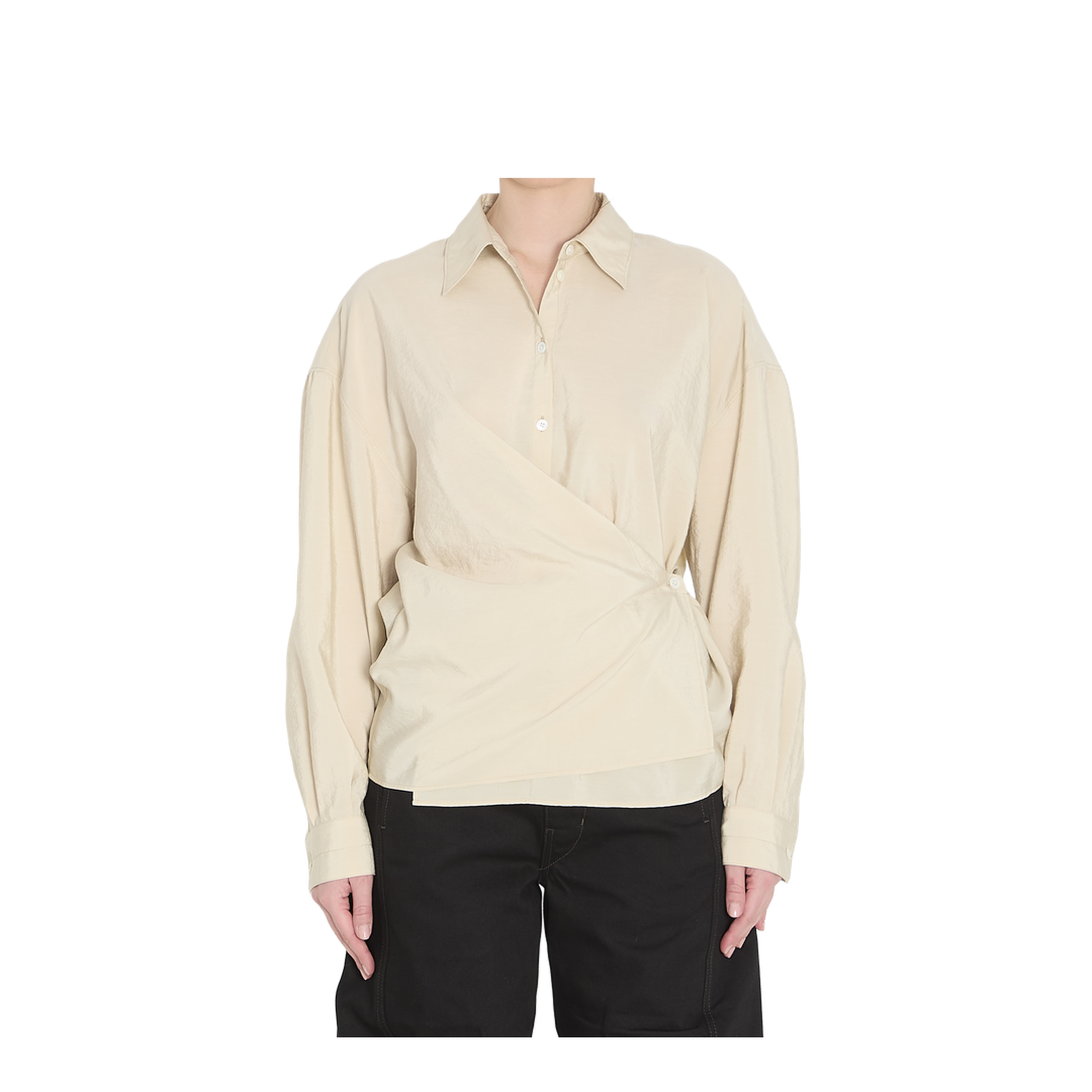 Straight Collar Twisted Shirt - Image 1