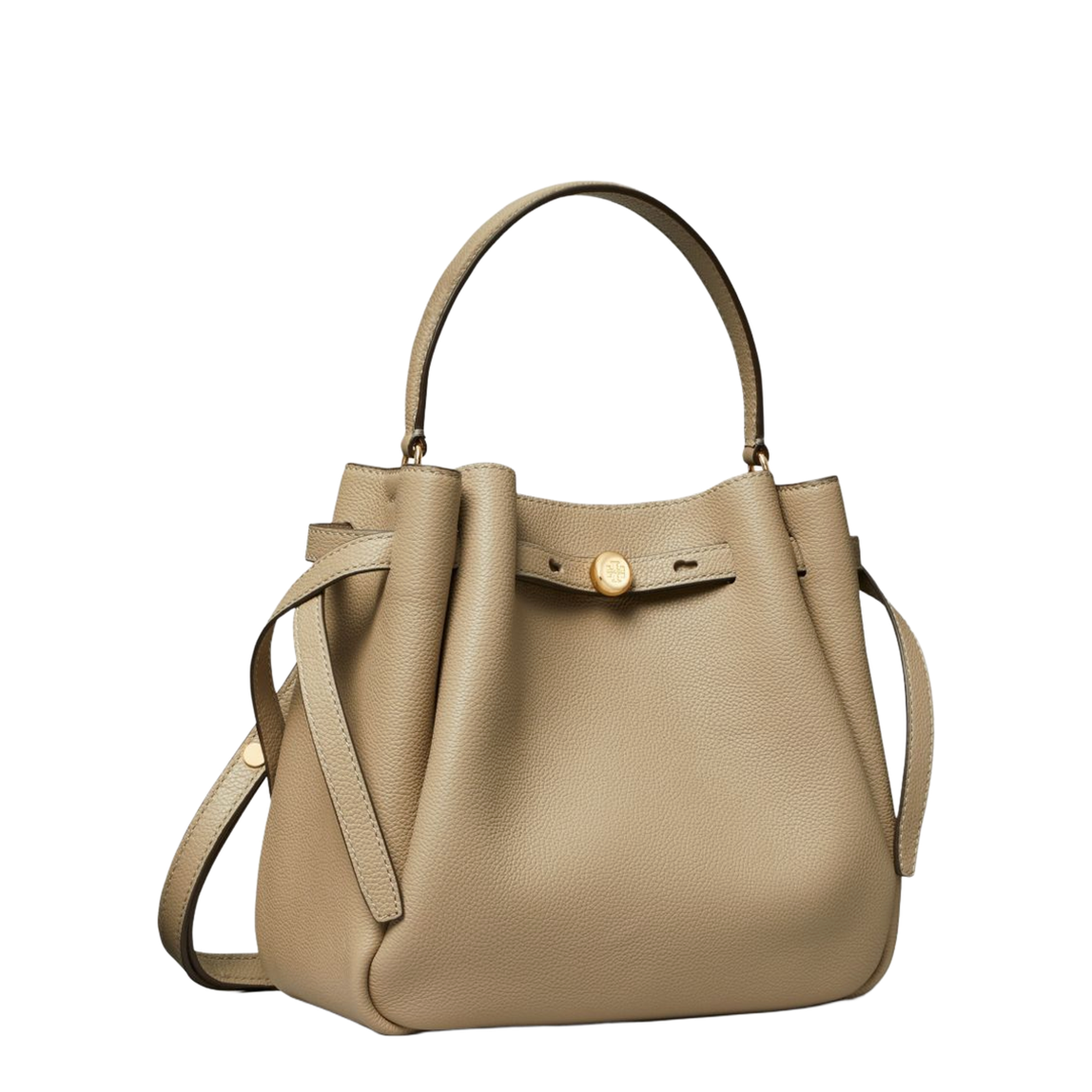 Romy Medium Pebbled Leather Bucket Bag - Soft Cement - Image 5