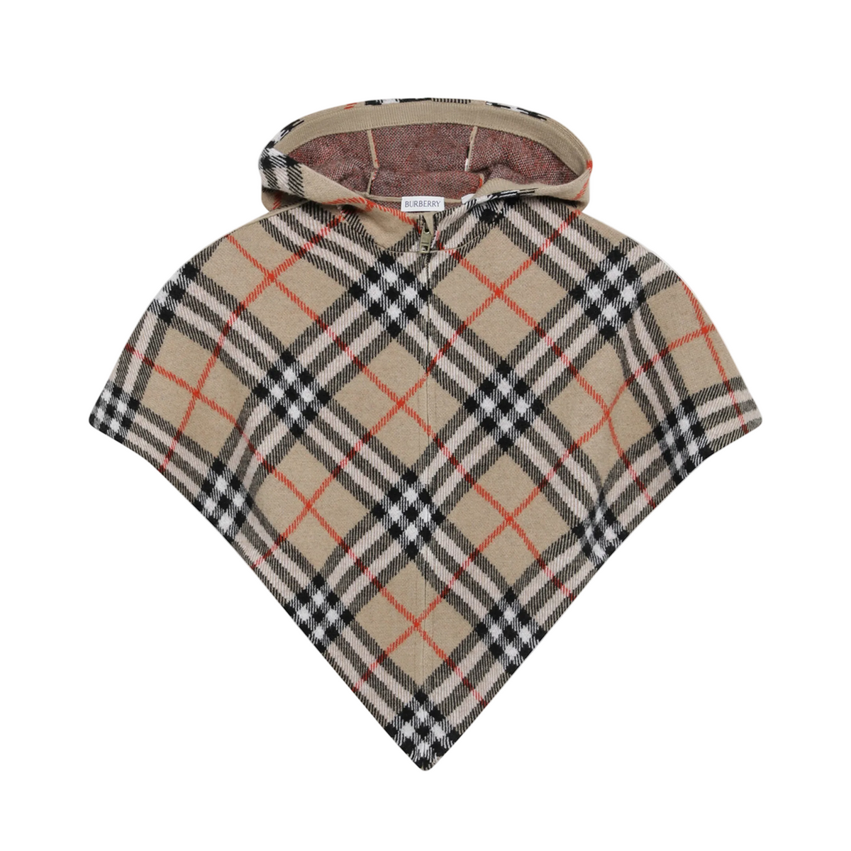 Sand-Coloured Wool Cape With A Checked Pattern - Image 1