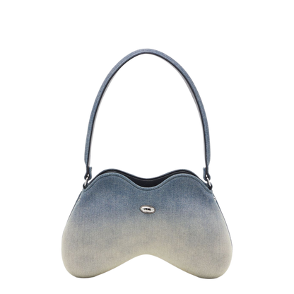 Double-D Medium Solarised Denim Shoulder Bag - Blue - Image 1