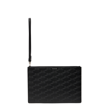 Zippered Wristlet with Distressed Hardware and Embossed Logo - Image 1