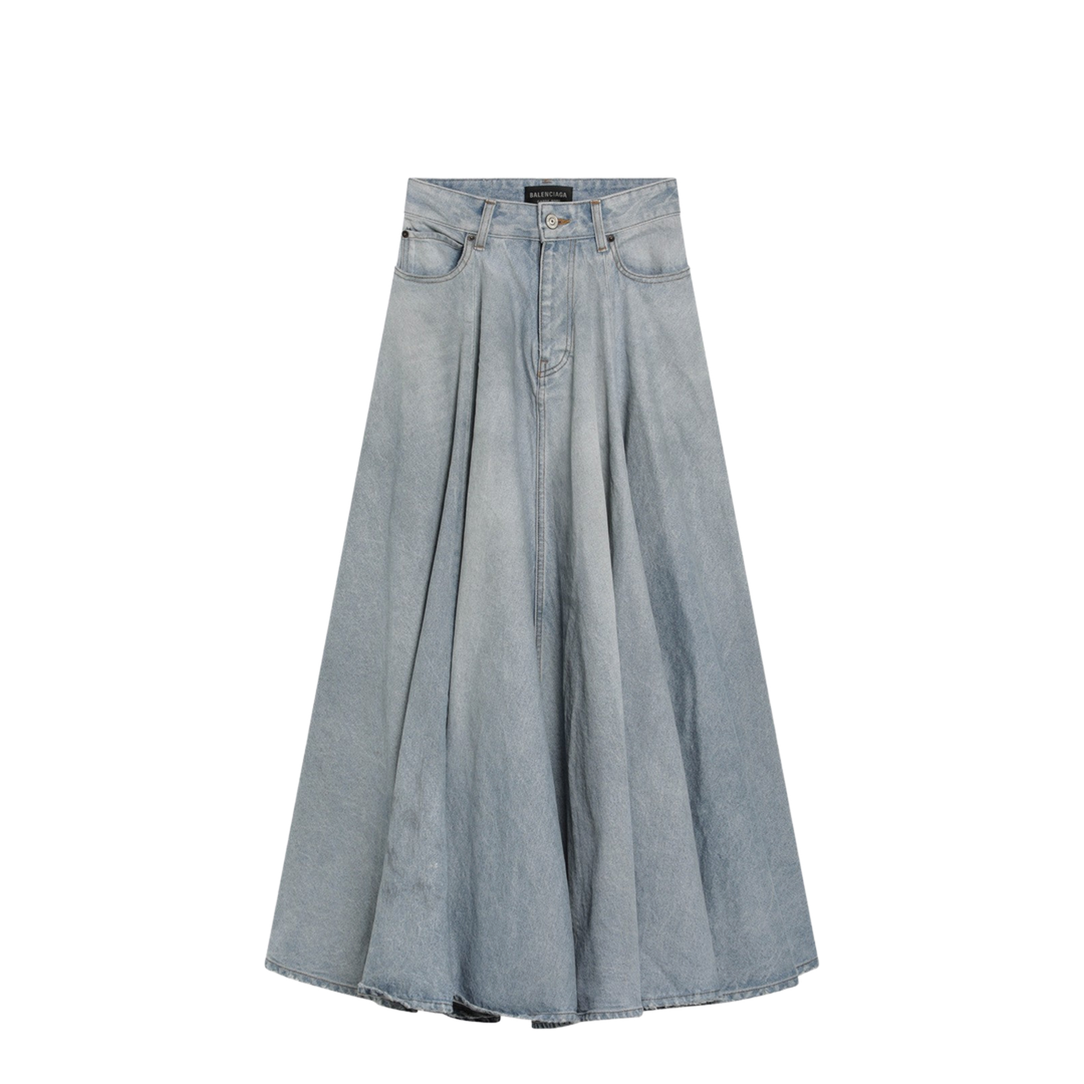 Godet Maxi Skirt in Dirty Light Blue - Image 1