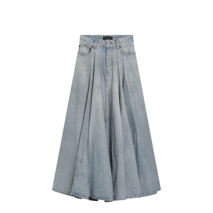 Godet Maxi Skirt in Dirty Light Blue - Image 1