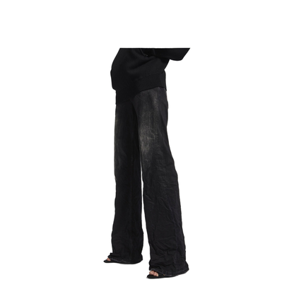 Crinkled Effect Wide Leg Jeans With Washed And Worn-Out Details - Image 4